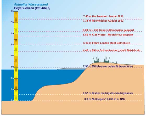 Grafik aktueller Pegel Elbe